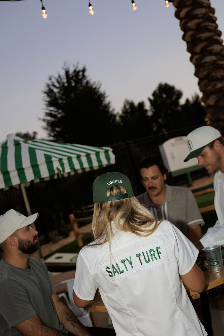 Evening lights over the course at Salty Turf